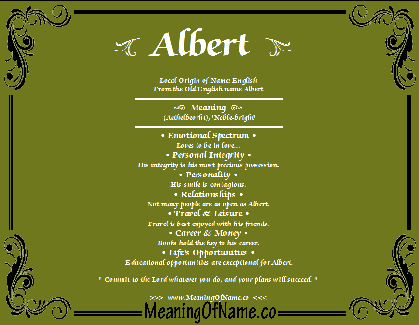 Meaning, origin and history of the name Albert - Behind ...