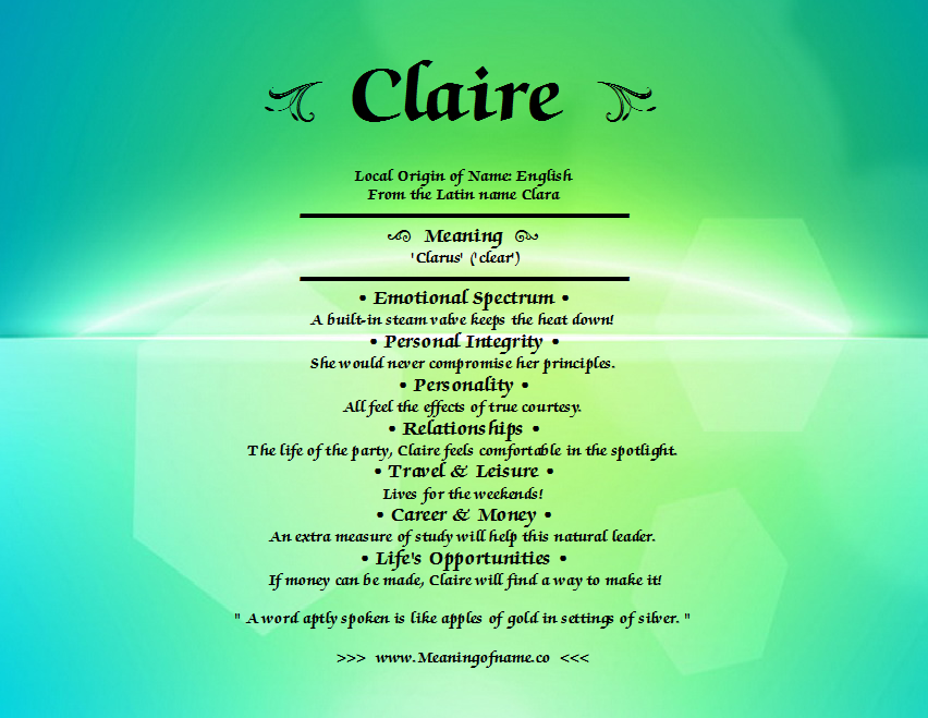 Claire - Meaning of Name