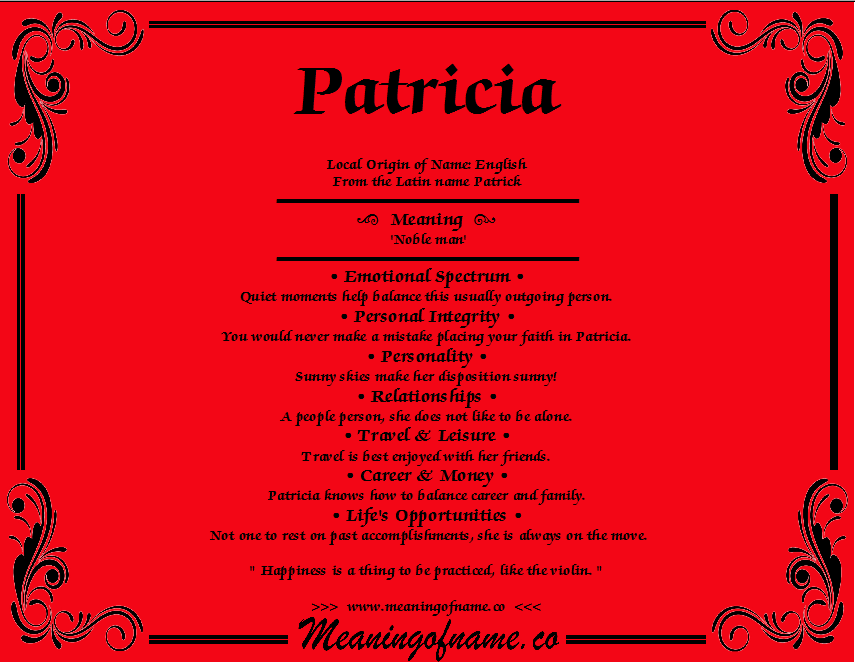 Patricia - Meaning of Name