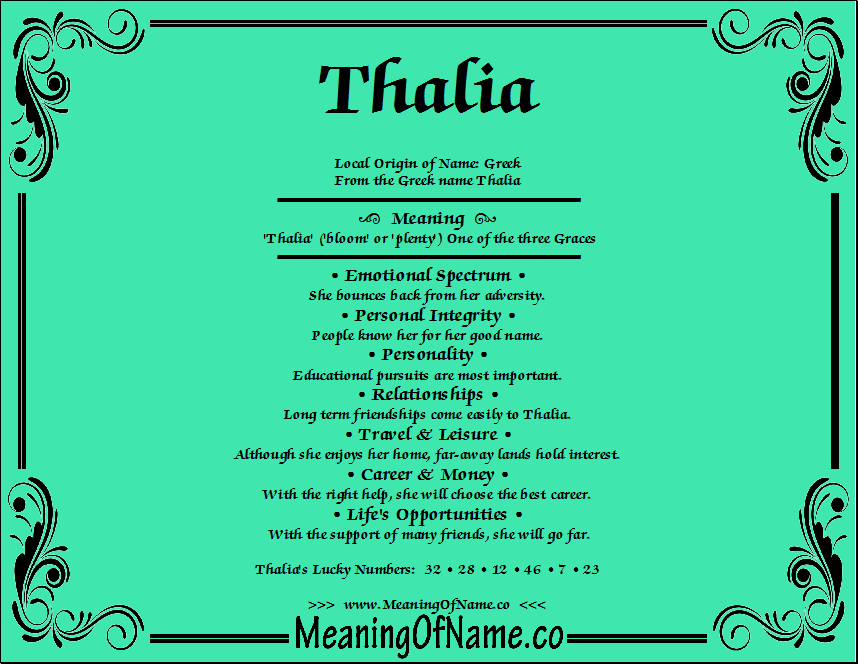 Thalia - Meaning of Name