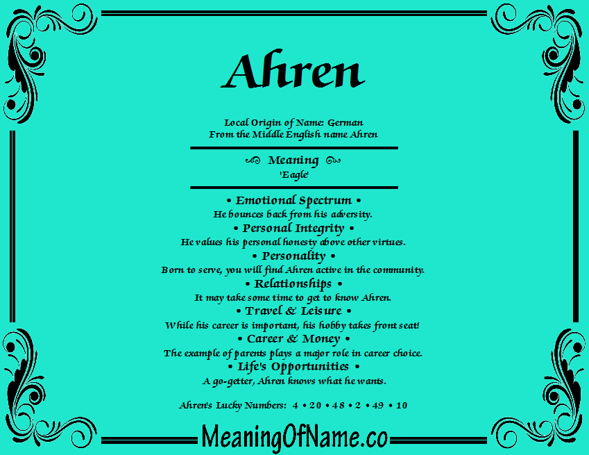 Ahren - Meaning of Name
