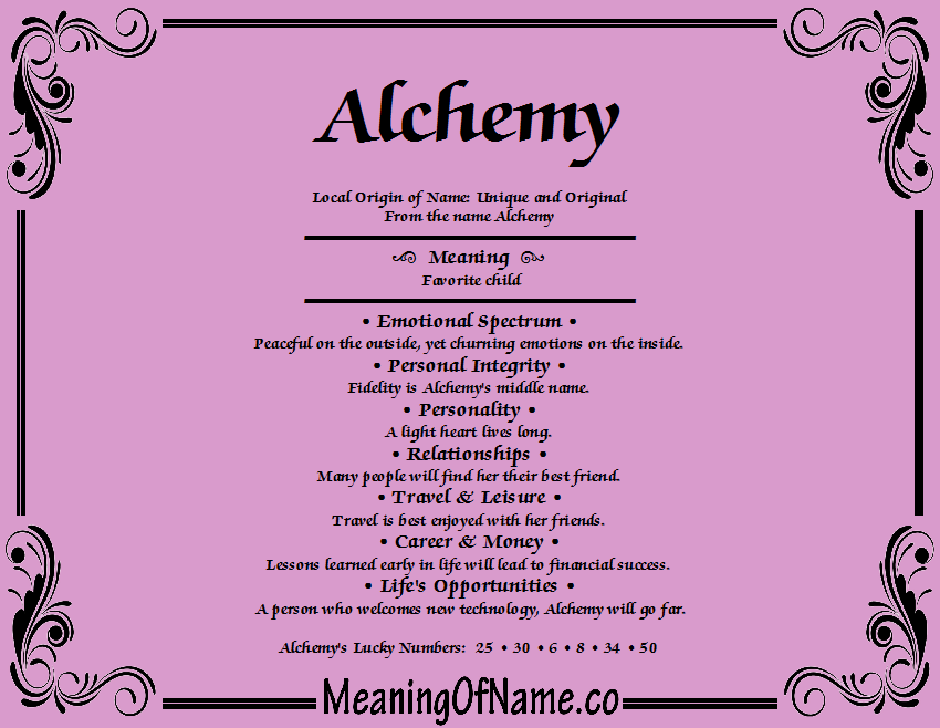 Alchemy - Meaning of Name