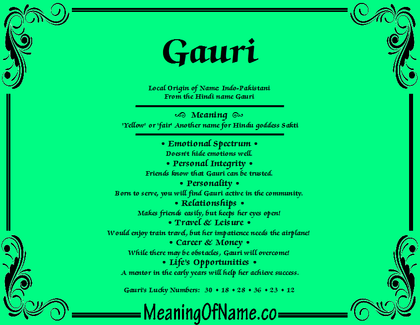 Gauri - Meaning of Name