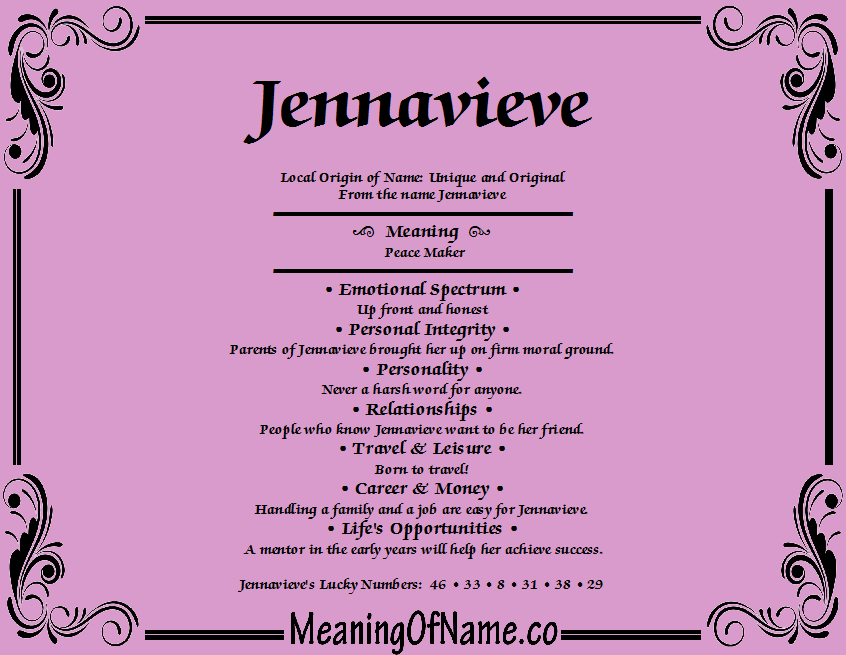 Jennavieve - Meaning of Name
