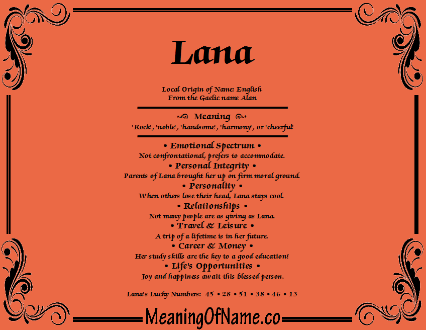 Name for lana middle Lana