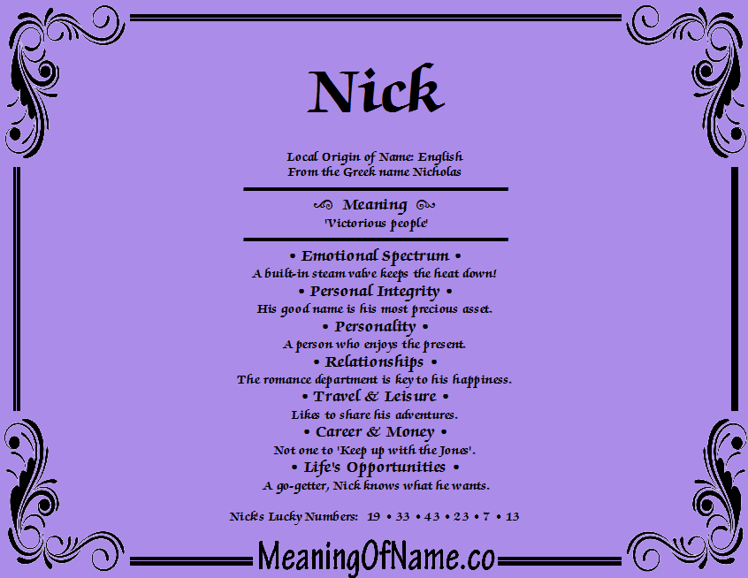 Nick - Meaning of Name
