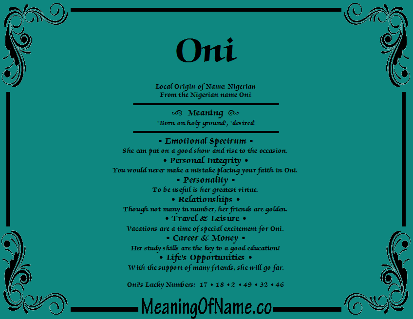 Oni - Meaning of Name