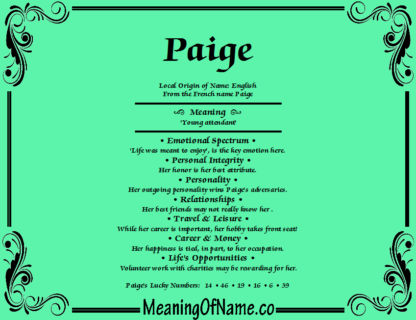 Paige - Meaning of Name