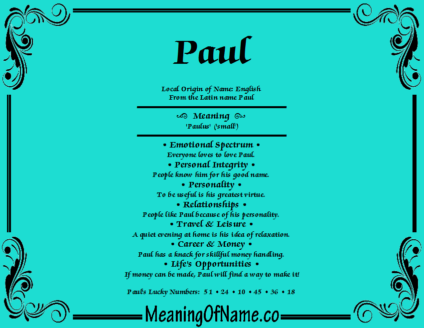 Paul Name Bedeutung