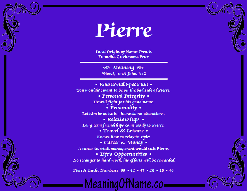 Pierre - Meaning of Name