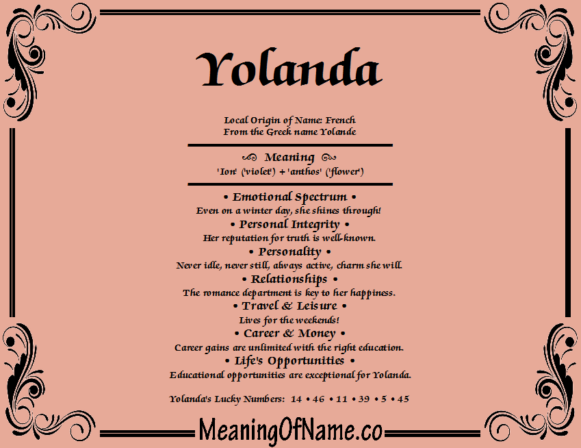 Yolanda - Meaning of Name