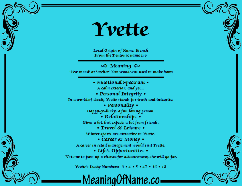 Yvette - Meaning of Name