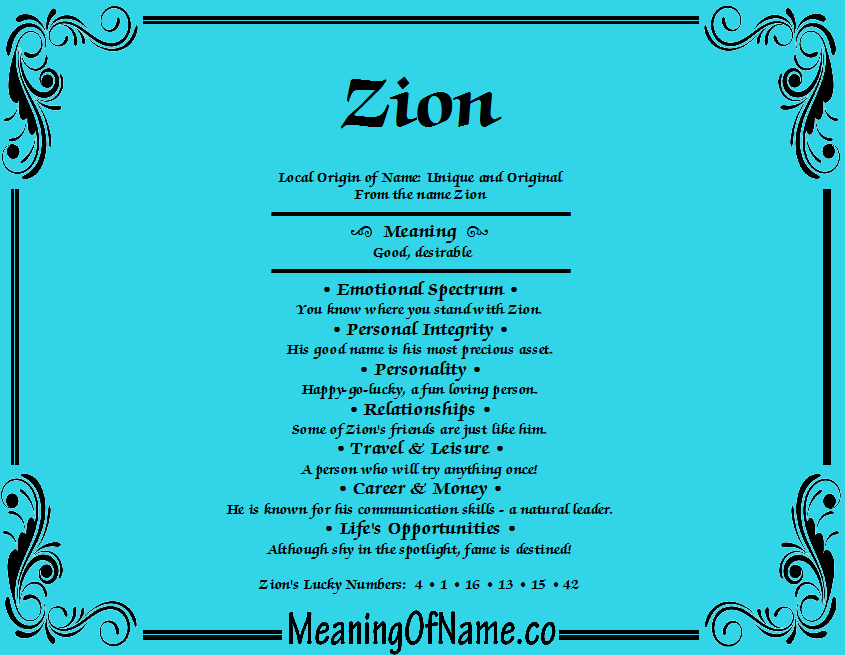 Meaning zion
