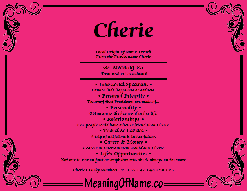 What does cherie mean in english