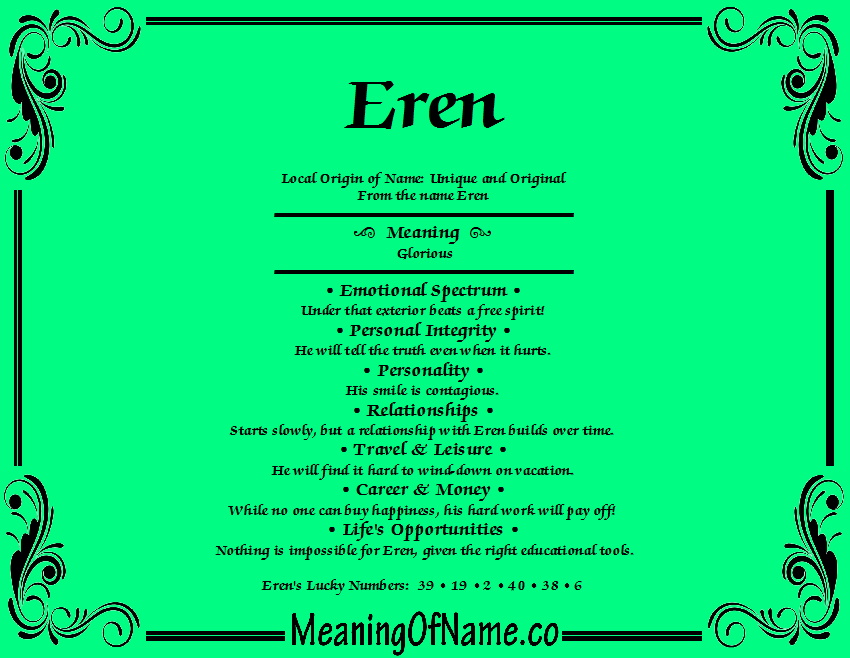 Eren - Meaning of Name