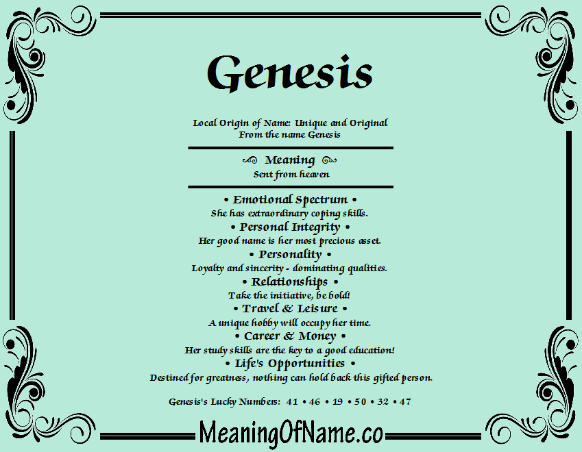 Genesis - Meaning of Name