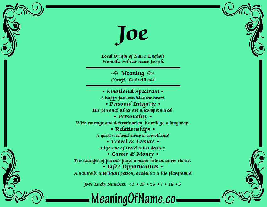 Joe - Meaning of Name