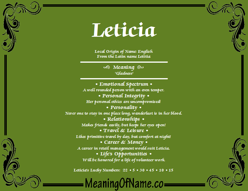 Leticia - Meaning of Name
