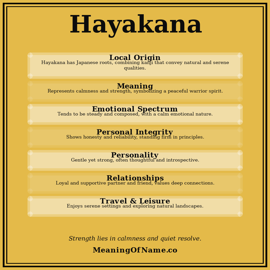 Hayakana name meaning poster
