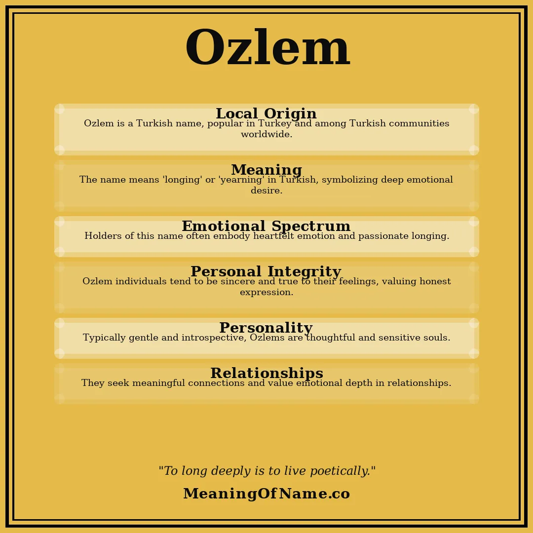 Ozlem name meaning poster