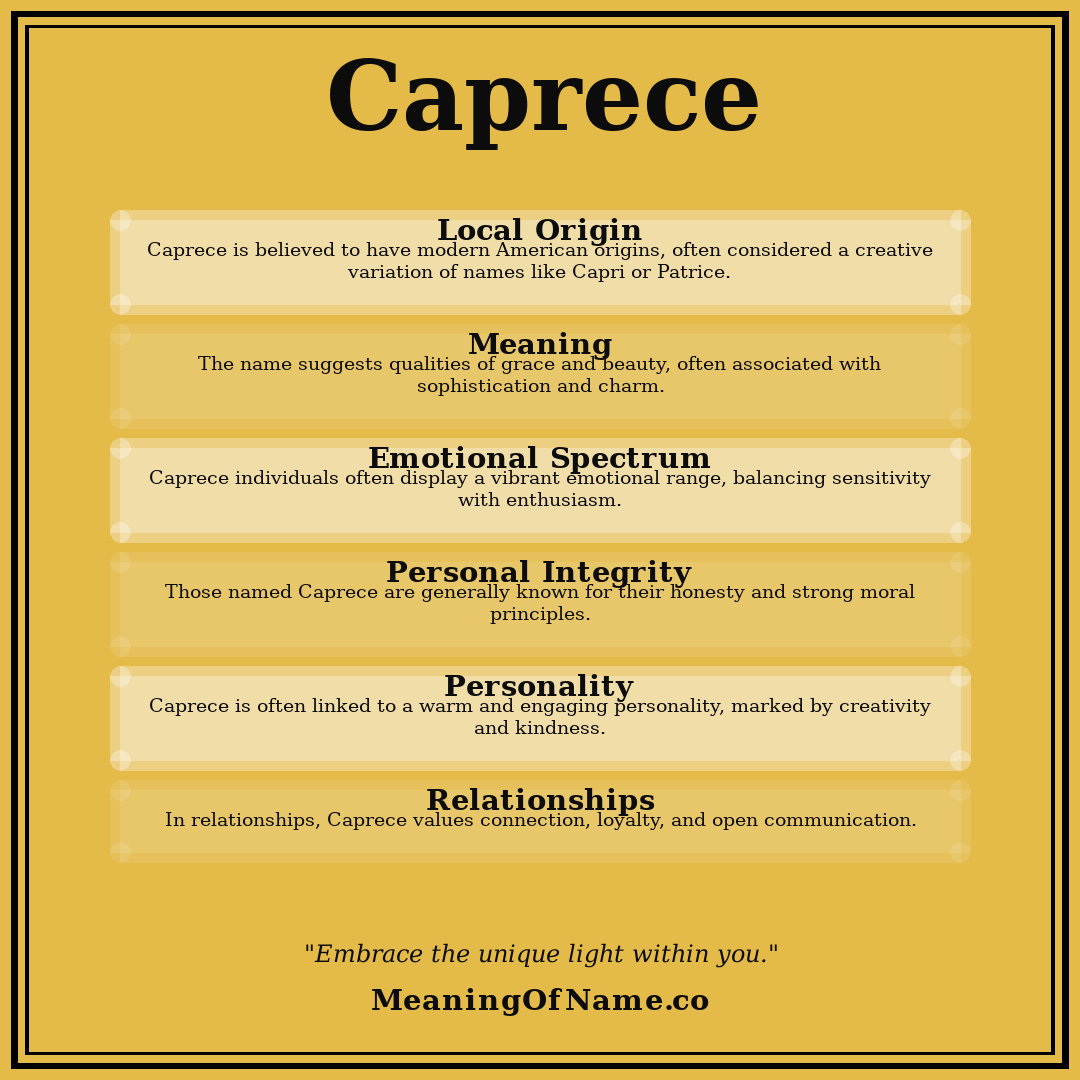 Caprece name meaning poster