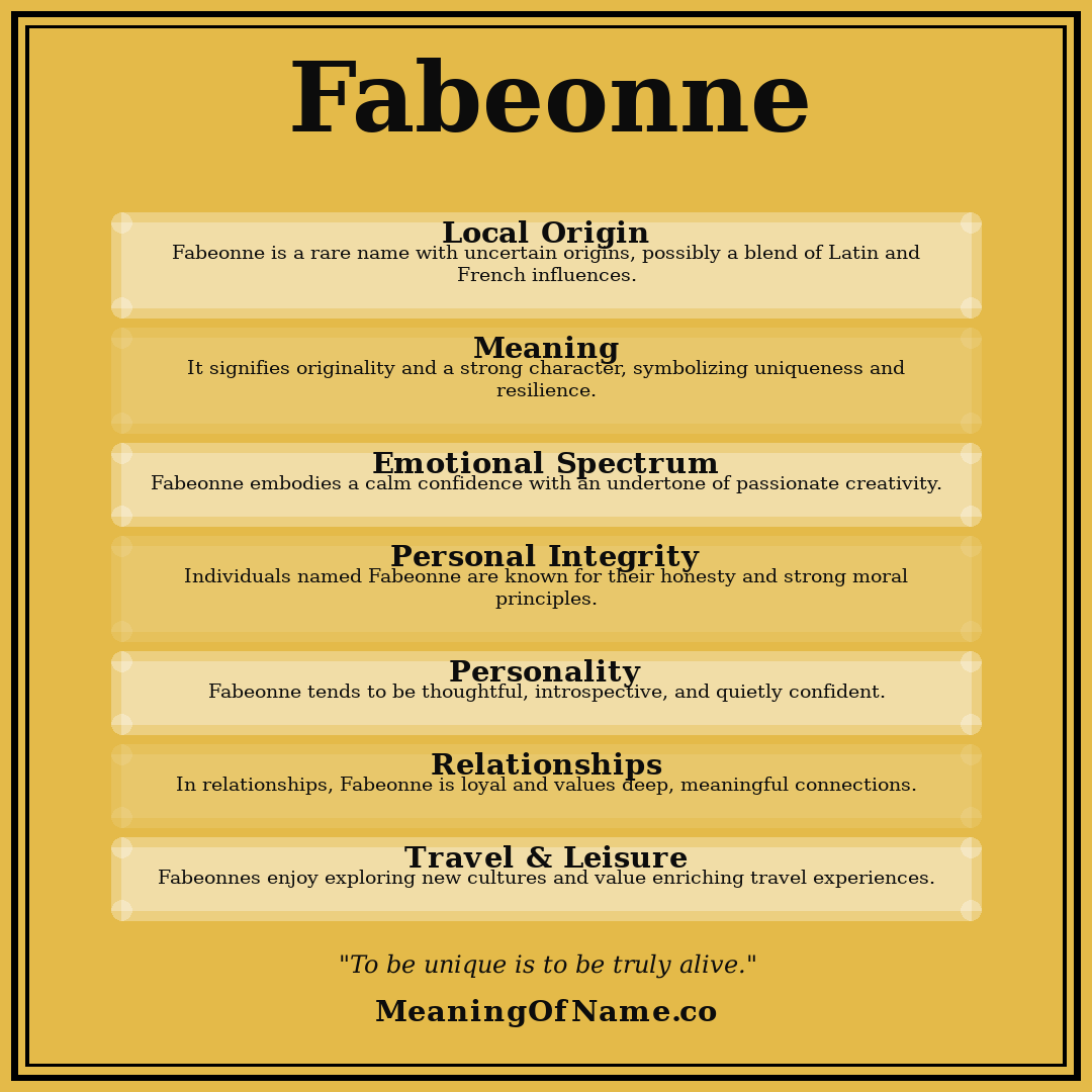 Fabeonne name meaning poster