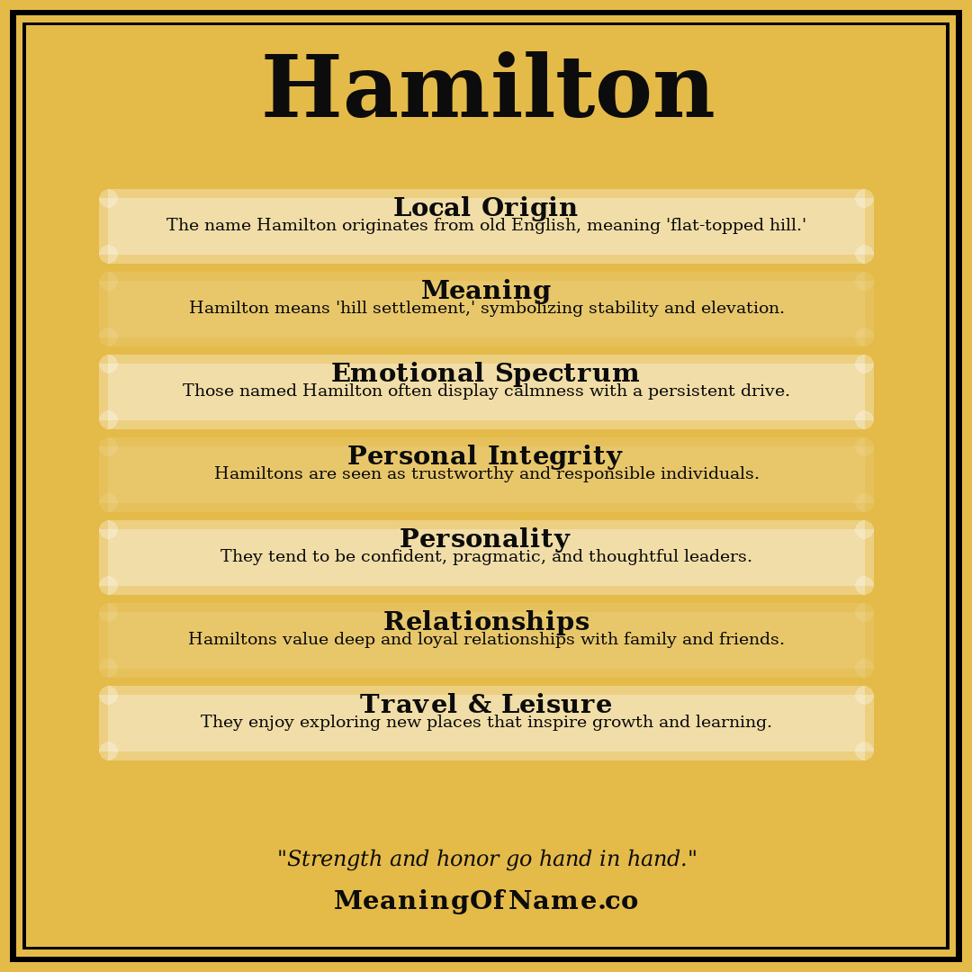 Hamilton name meaning poster