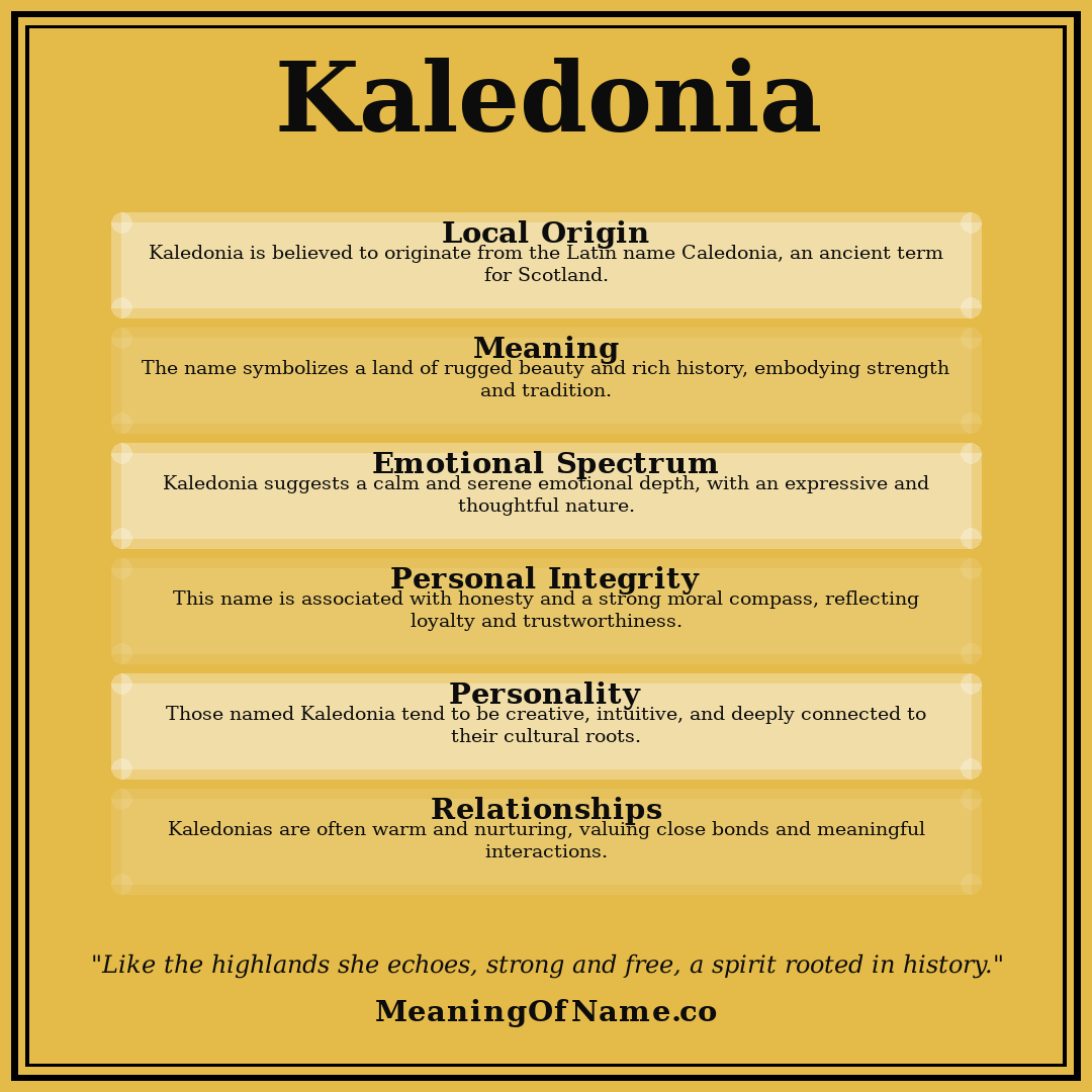 Kaledonia name meaning poster