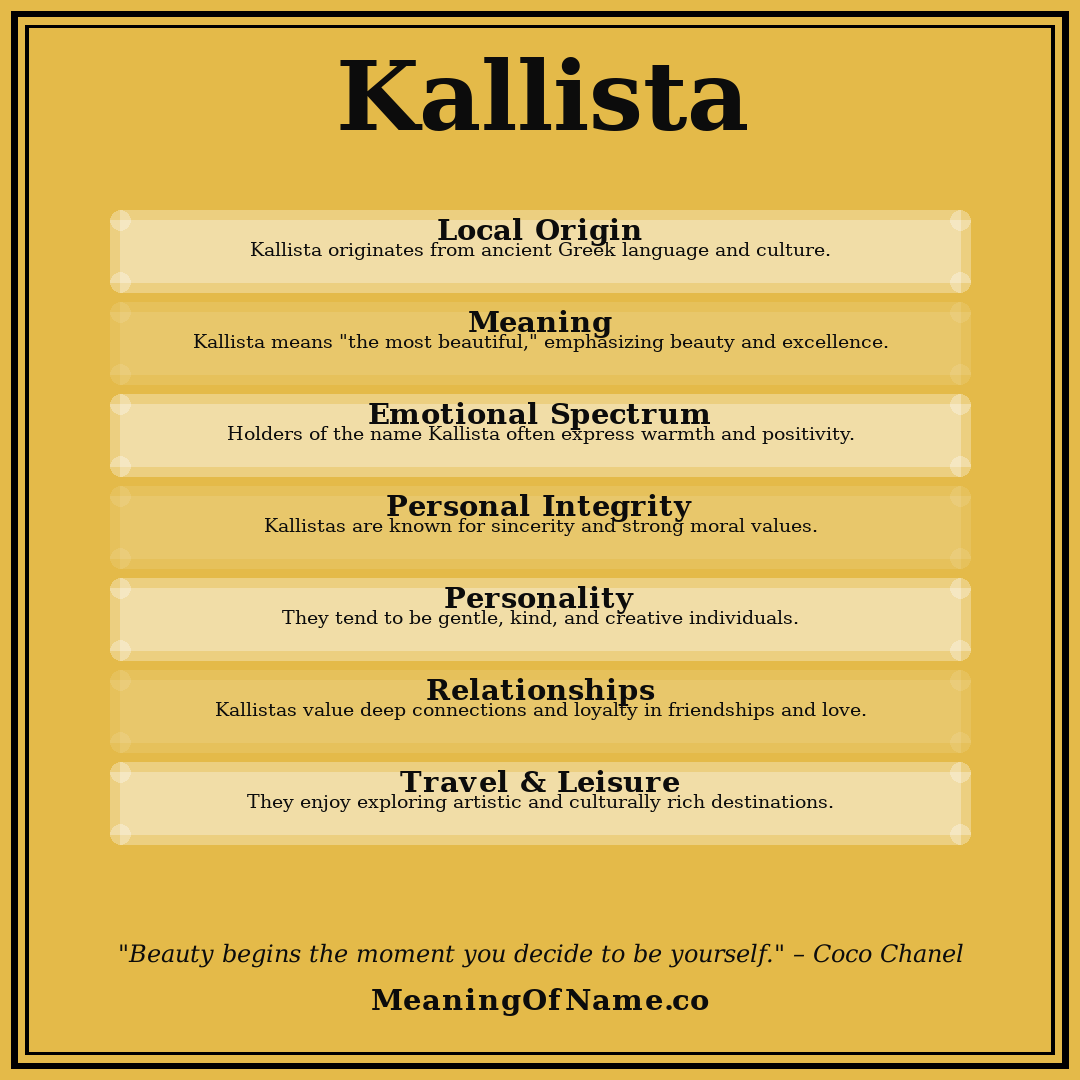 Kallista name meaning poster