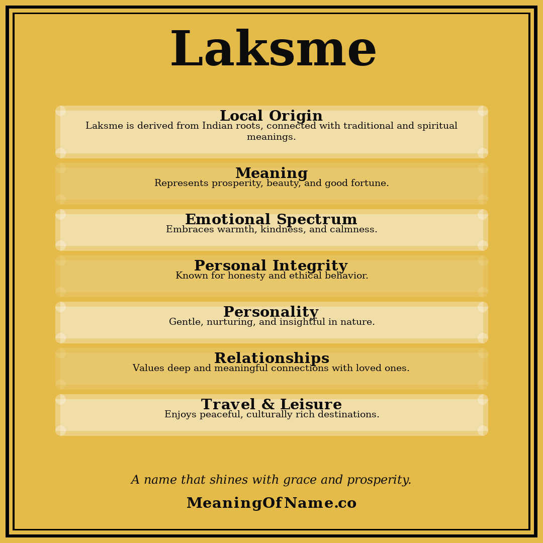 Laksme name meaning poster