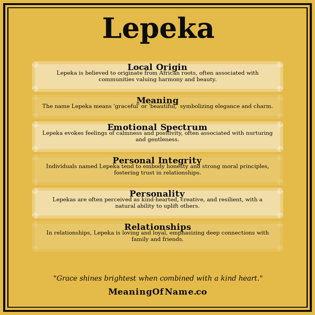 Lepeka name meaning poster