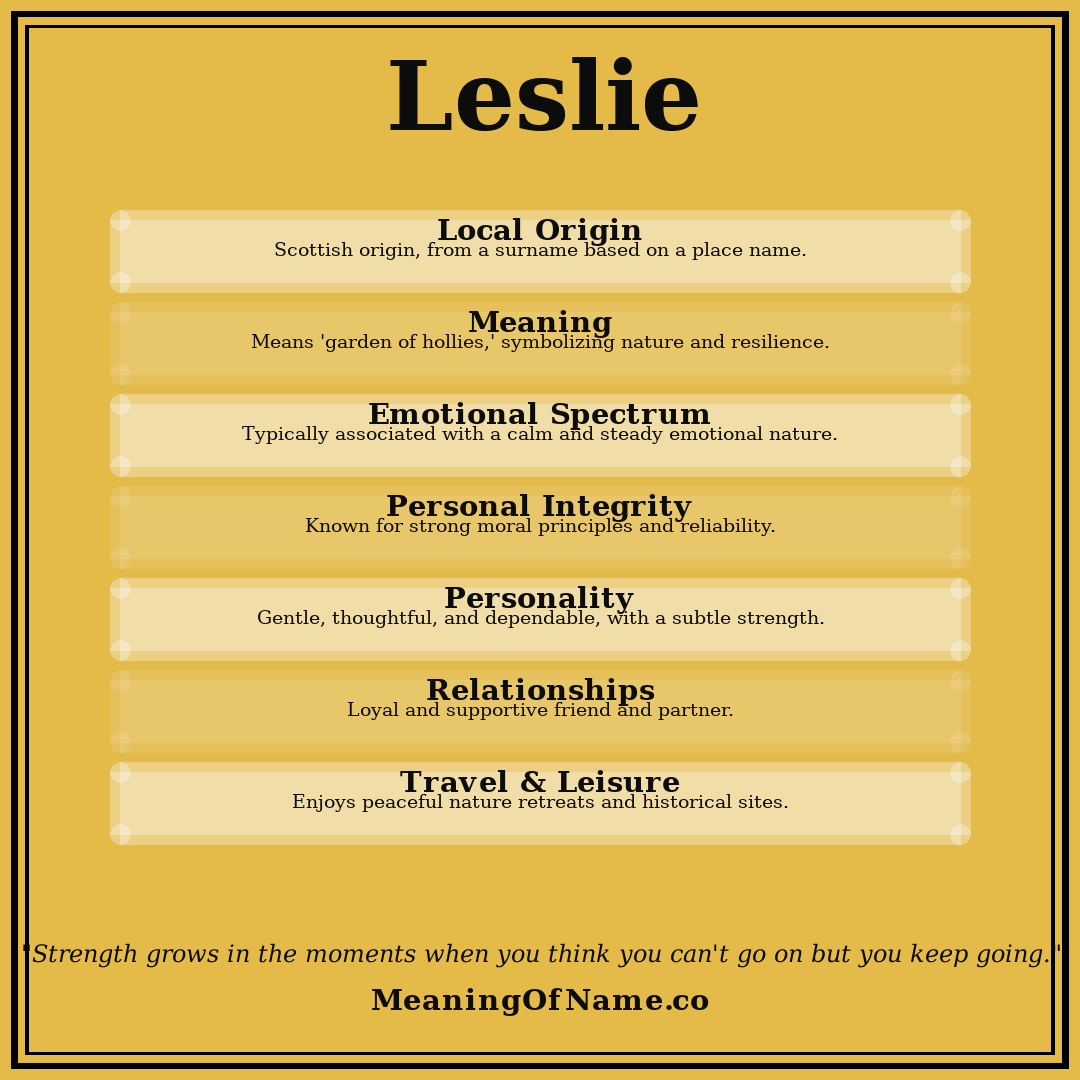 Leslie name meaning poster