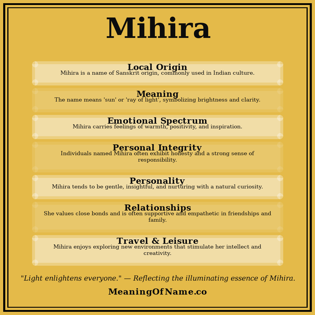 Mihira name meaning poster
