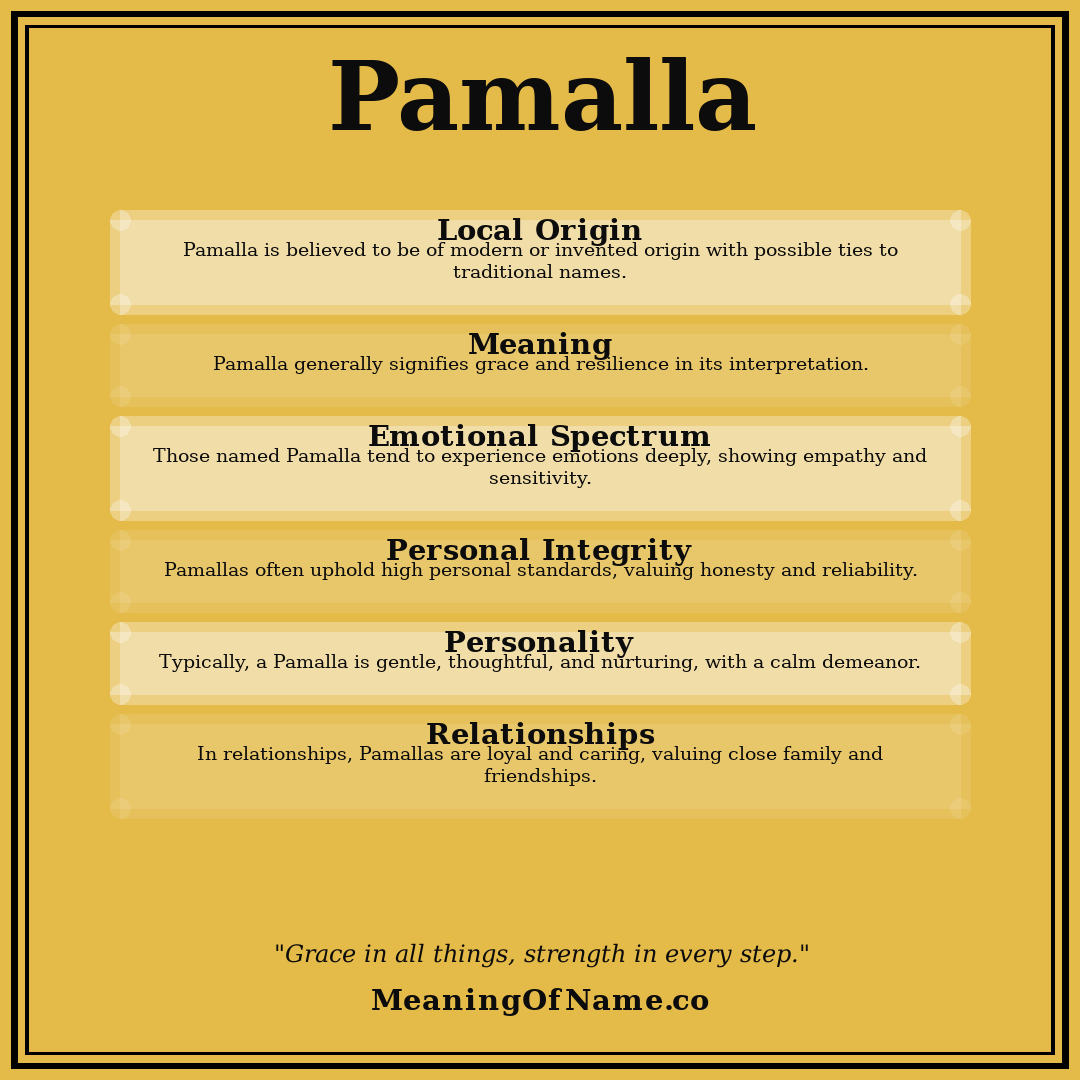Pamalla name meaning poster