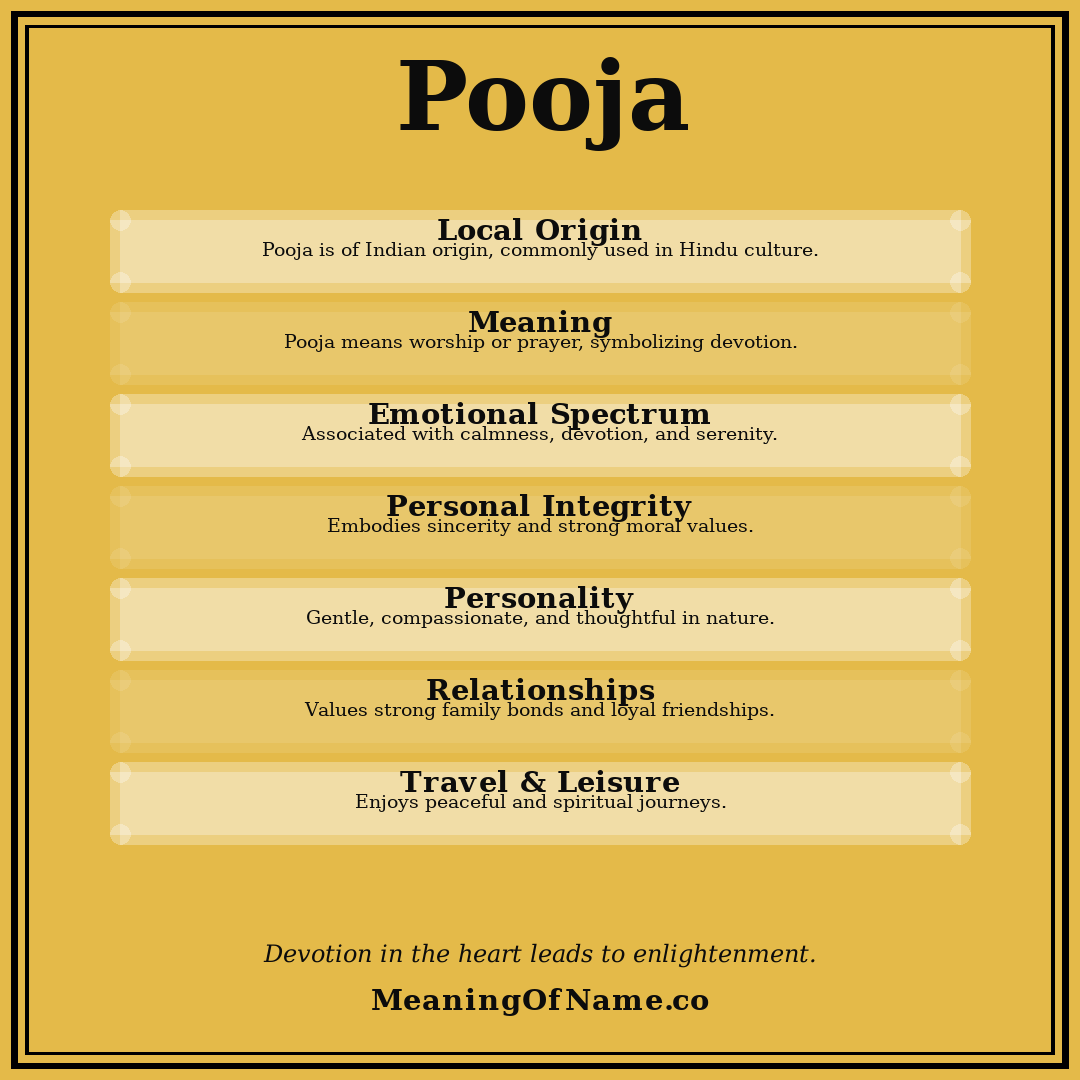 Pooja name meaning poster