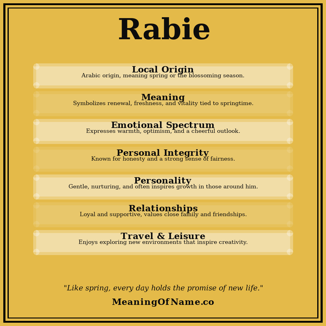 Rabie name meaning poster