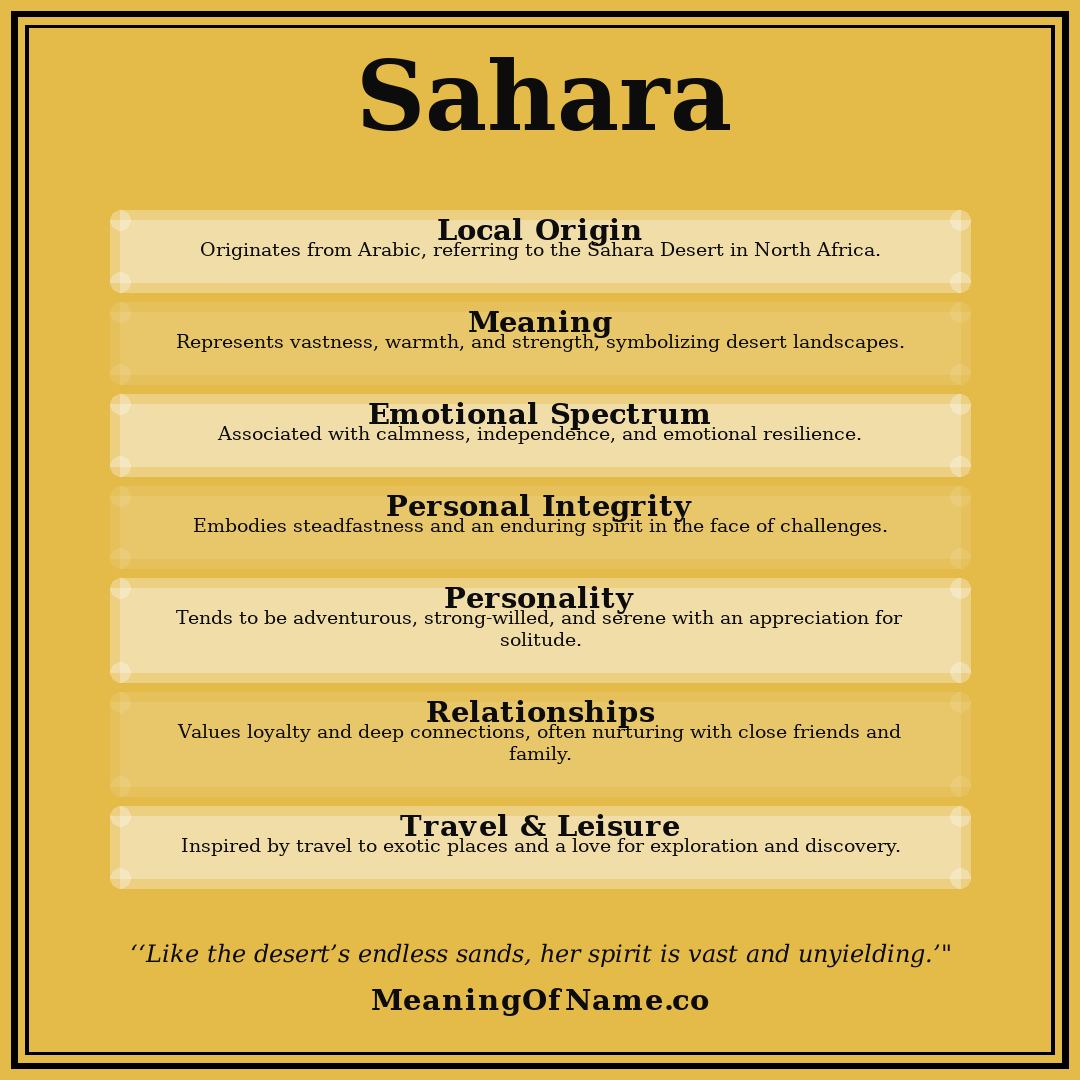 Sahara name meaning poster