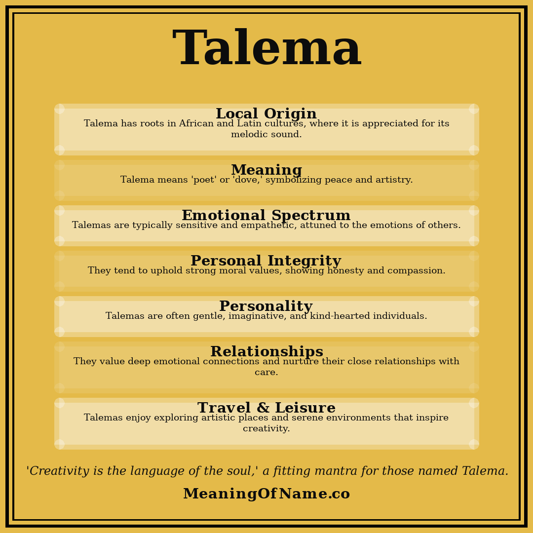 Talema name meaning poster