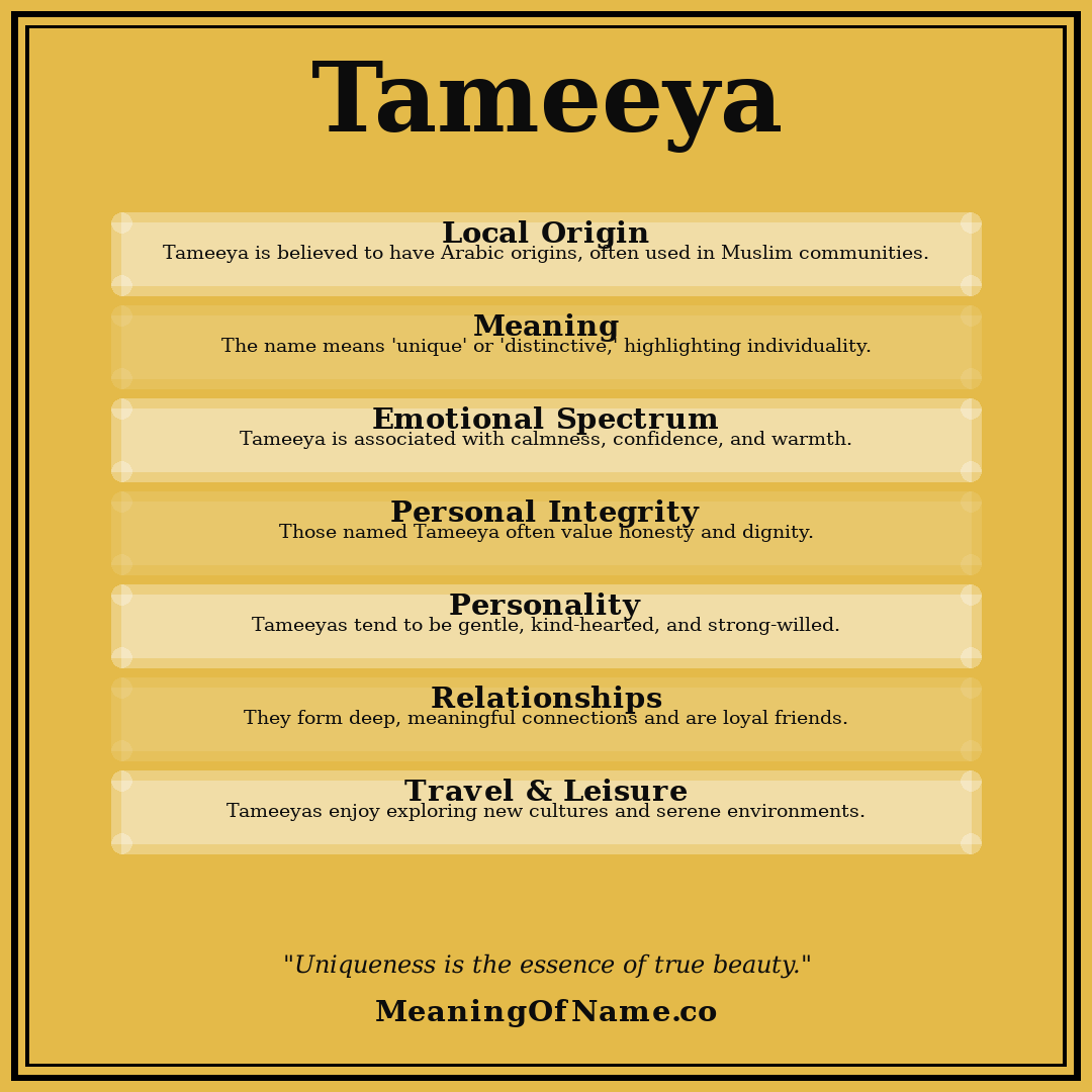 Tameeya name meaning poster