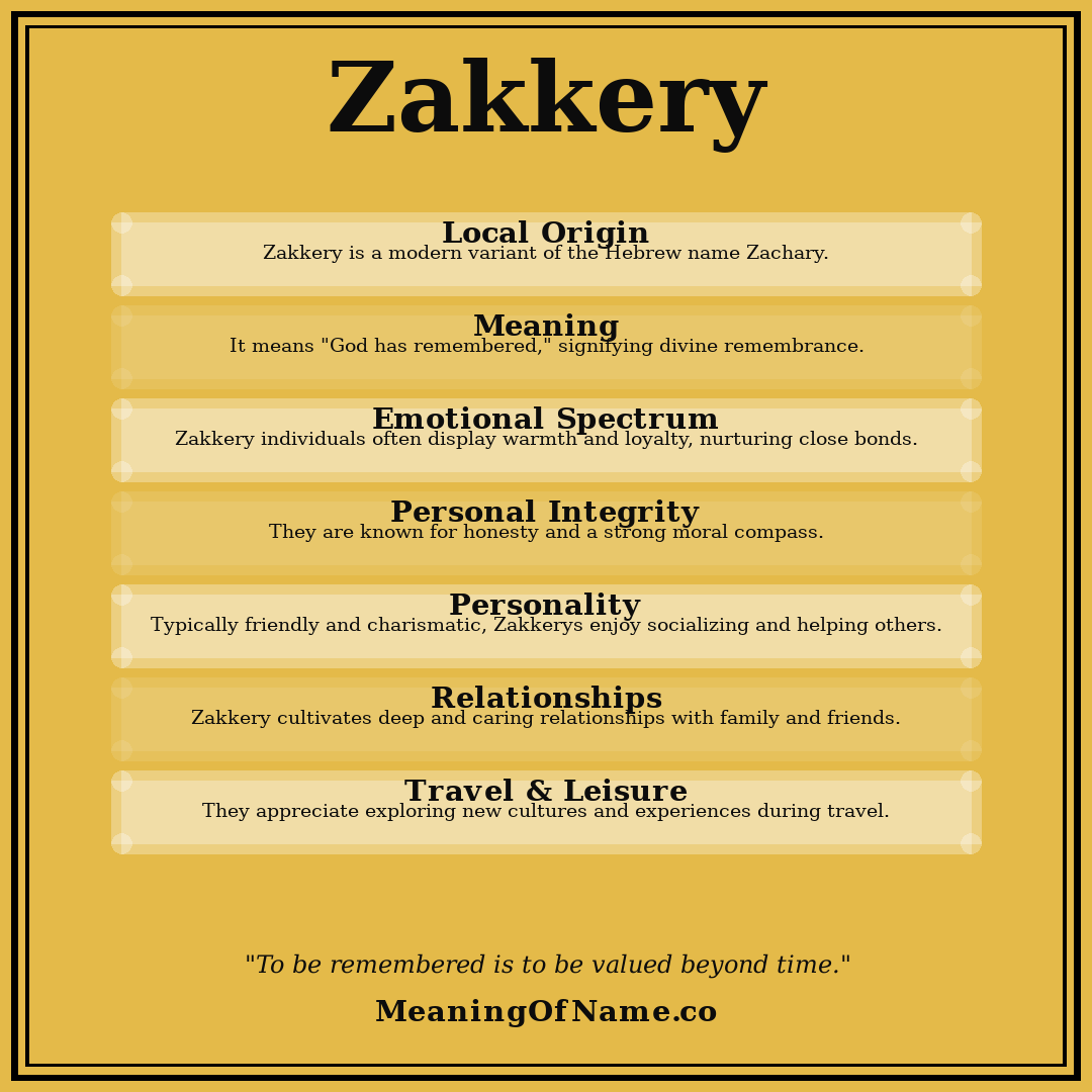 Zakkery name meaning poster