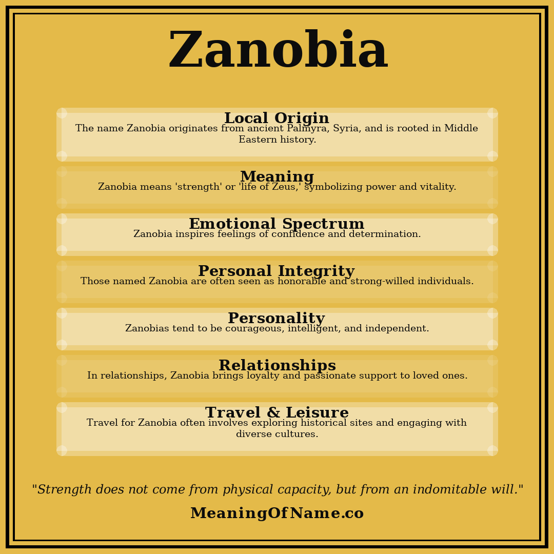 Zanobia name meaning poster