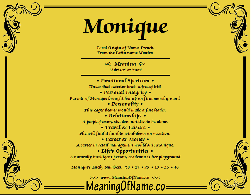 Monique Meaning of Name