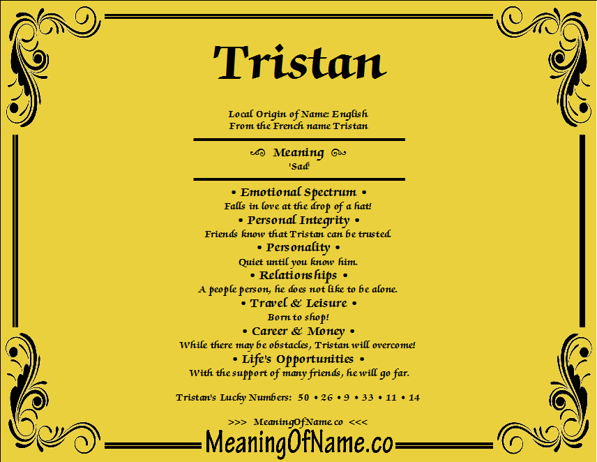 Tristan - Meaning of Name