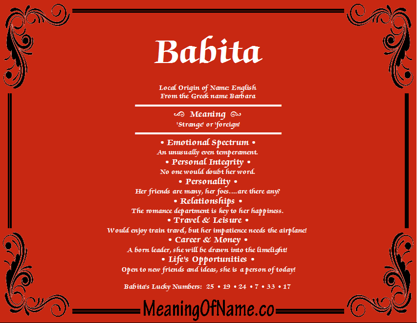 Meaning of Name Babita