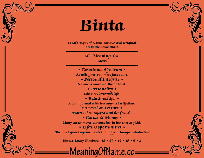 Binta Meaning of Name