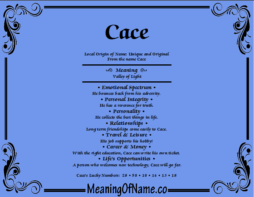 Meaning of Name Cace