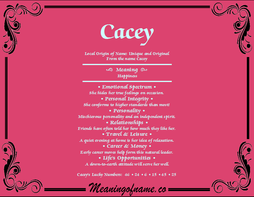 Meaning of Name Cacey
