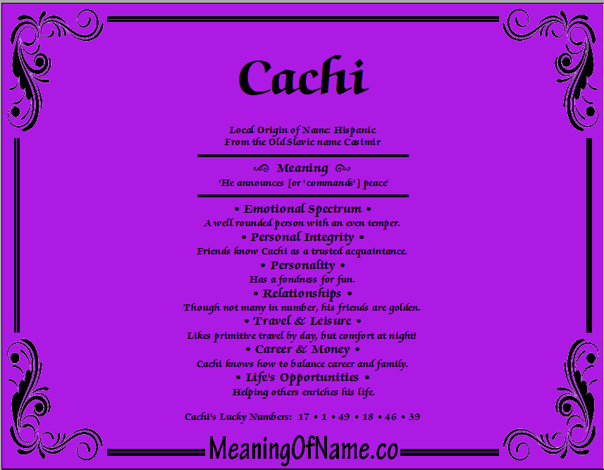 Meaning of Name Cachi