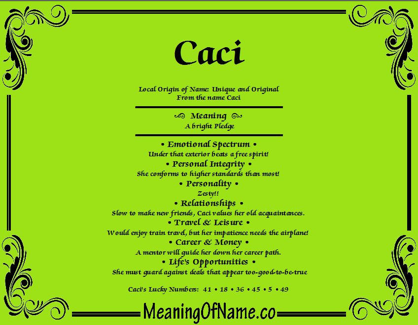 Meaning of Name Caci