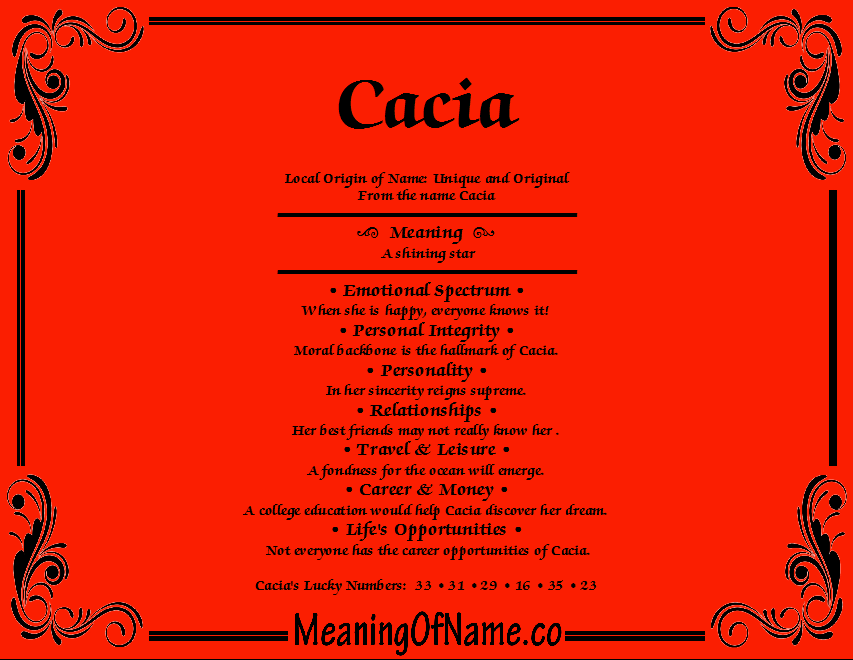 Meaning of Name Cacia